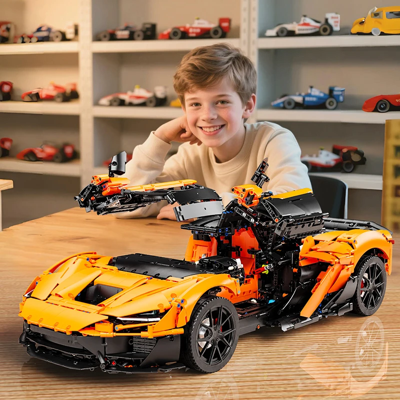 متوفر MOC التقنية 1:6 التحكم عن بعد البرتقال سيارة رياضية اللبنات الطوب تجميع نموذج لعب للبنين هدية الكريسماس #1