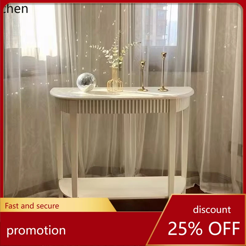 ZML Light Luxury Entrance Table Premium Sense Entrance Front Door Entrance Cabinet Semicircular Storage Table Shelf