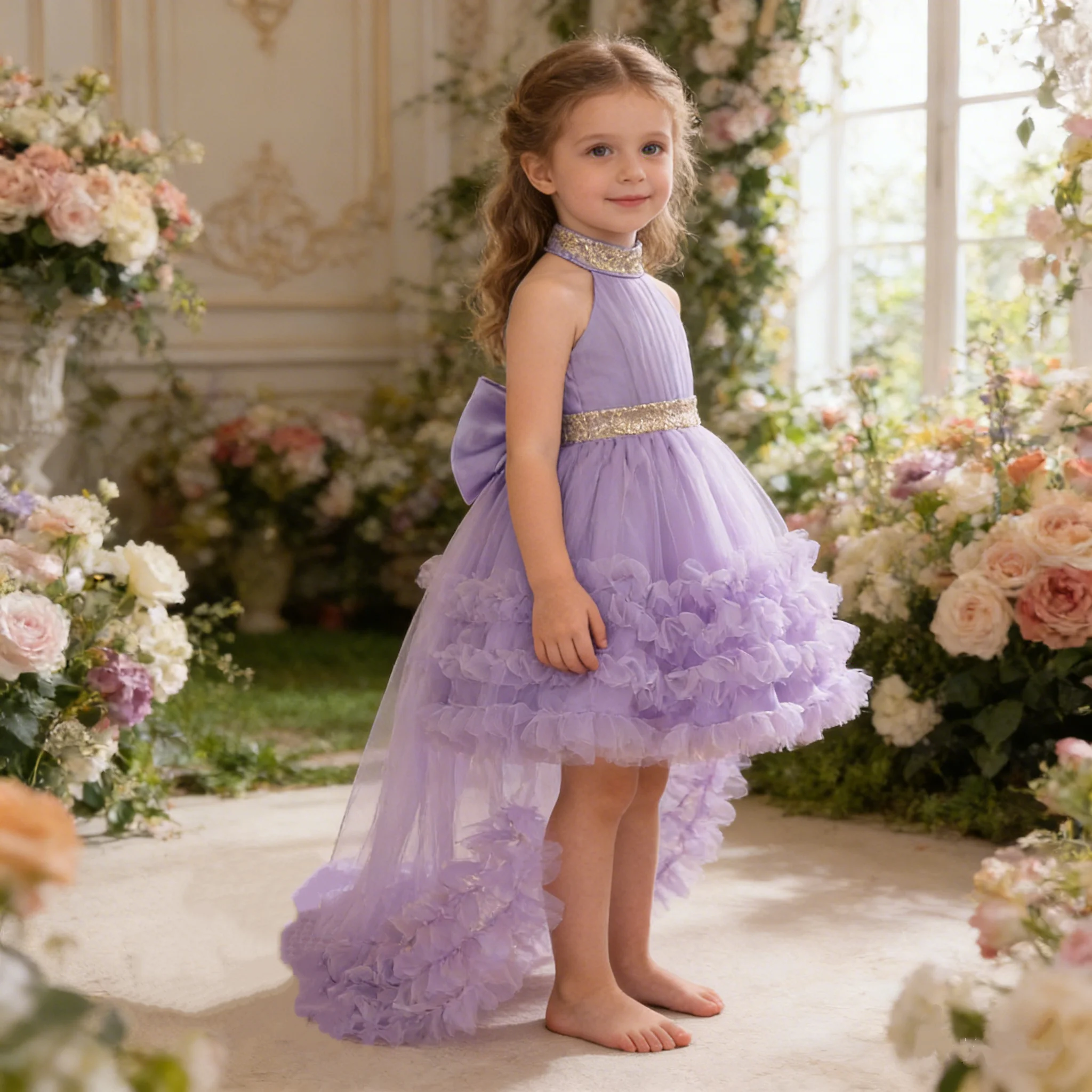 

Детское платье принцессы для маленьких девочек, сетчатое шифоновое праздничное платье, платье для дня рождения, свадьбы, платье с цветочным узором для девочек, четыре сезона