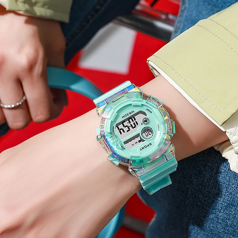 Modne zegarki dla dzieci Cyfrowy zegarek LED dla dzieci Chłopcy i dziewczęta Zegar sportowy Alarm Luminous Studenci Elektroniczny zegarek na rękę Prezenty
