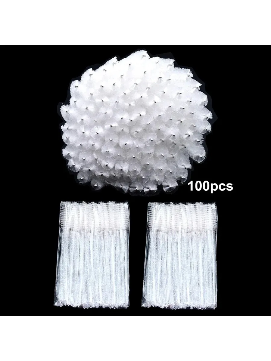 100 pièces Mascara baguette Extension de cils jetable brosse à sourcils applicateur bobines cils pinceaux cosmétiques ensemble outils de maquillage