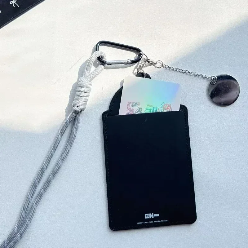 Anime ENHYPENS Merch PU Leather Card Holder 3 Inch Polaroid Photocard Case Kpop Idol Photocard Storage Sleeve Portable Keychain view 4