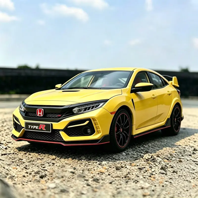 Modelo a Escala 1:18 del Honda Civic Type-R FK8 Hatchback, Auto Deportivo de Aleación, Vehículo de Carreras de Metal, Regalo para Niños