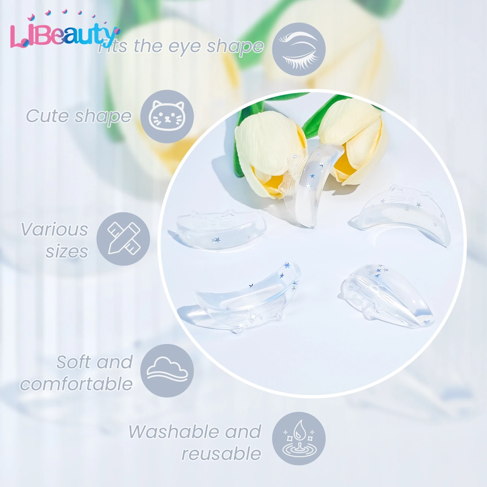 Libeauty 7ペア Cカール シリコン製 まつげパーマパッド 粘着式まつげロッド シールド リフティング 3Dまつげカーラー アクセサリー メイクアップツール