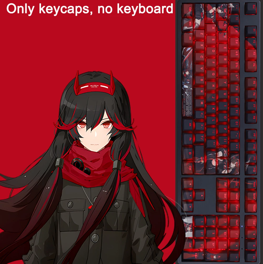 108 kunci/set Keycaps Lucia Transmission penutup PBT Dye Subbed Keycap Cherry kartun Anime Gaming tutup kunci untuk ANSI 61 87 104 108