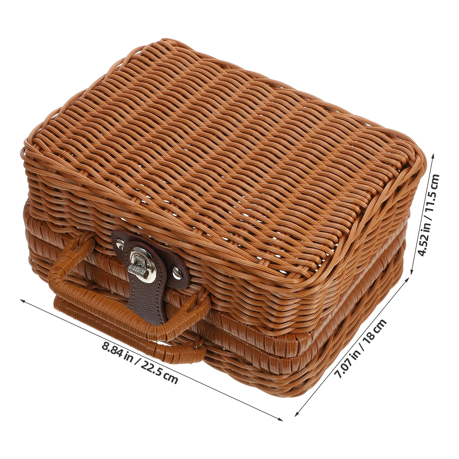 صندوق تخزين سلة النزهة المنسوج يدويًا باللون الأزرق الفاتح العتيق مع مقبض لحقيبة تخزين ريفية للتصوير الفوتوغرافي في الزفاف