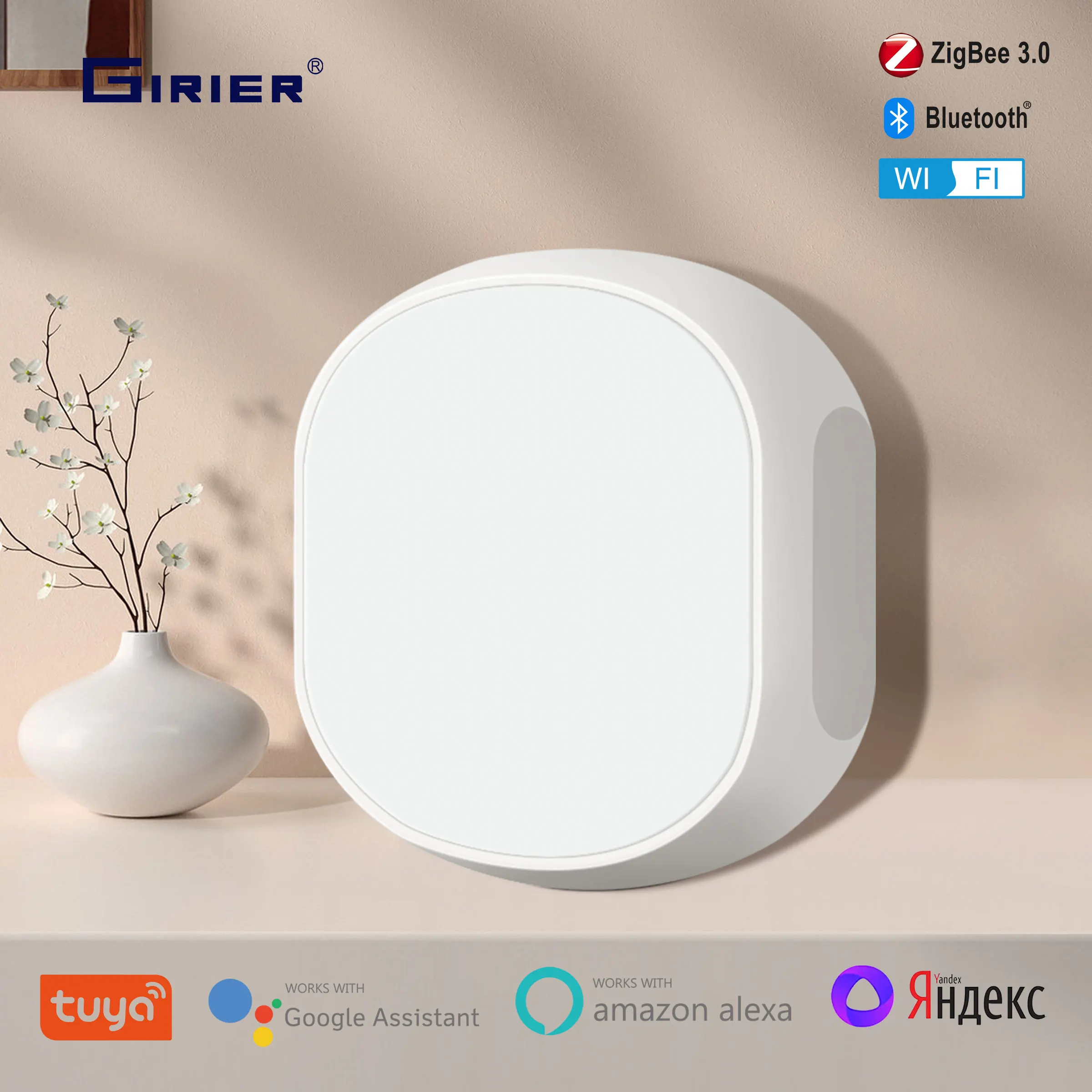 

GIRIER Tuya ZigBee Bluetooth Gateway Bridge Smart Home Wireless Multi-mode Hub Work Smart Life App Alexa Hey Google Yandex Alice