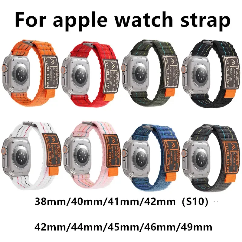 

Ремешок нейлоновый для Apple watch Band 44 мм 40 мм 49 мм 41 мм 45 мм 38 мм 42 мм iWatch Ultra 2 series 7 6 5 3 se 8 9 10 45 мм