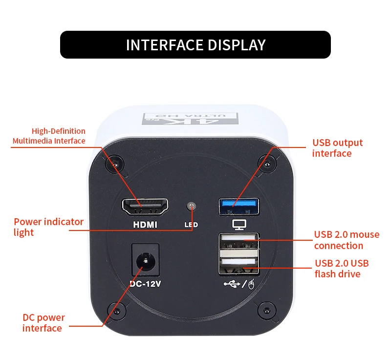 SANQTID TD-4KHU 4K Camera Digital 60FPS CMOS 1/1.8 HDMI USB Video Industrial Dental Microscope Camera Wide Dynamic Range Zoom