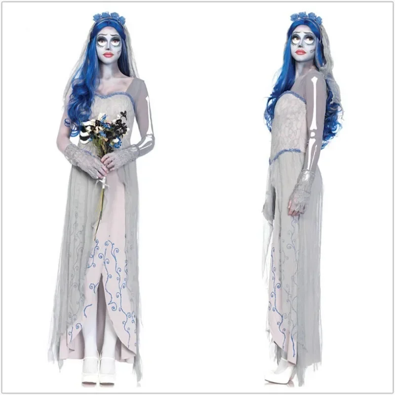 Nuevo disfraz de novia fantasma, traje de novia cadáver femenino, vestido estilo vampiro de terror para Halloween y eventos de fiesta de juegos de rol