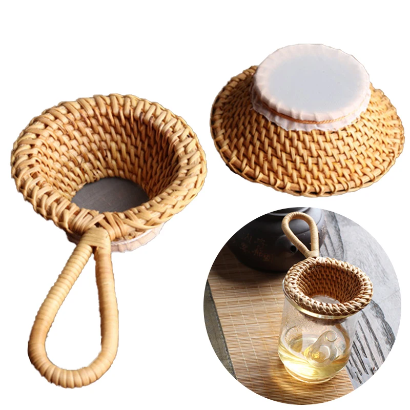 New Tea Strainers Bamboo Rattan Gourd Shaped Tea Leaves Funnel for Tea Table Decor Tea Ceremony Accessories