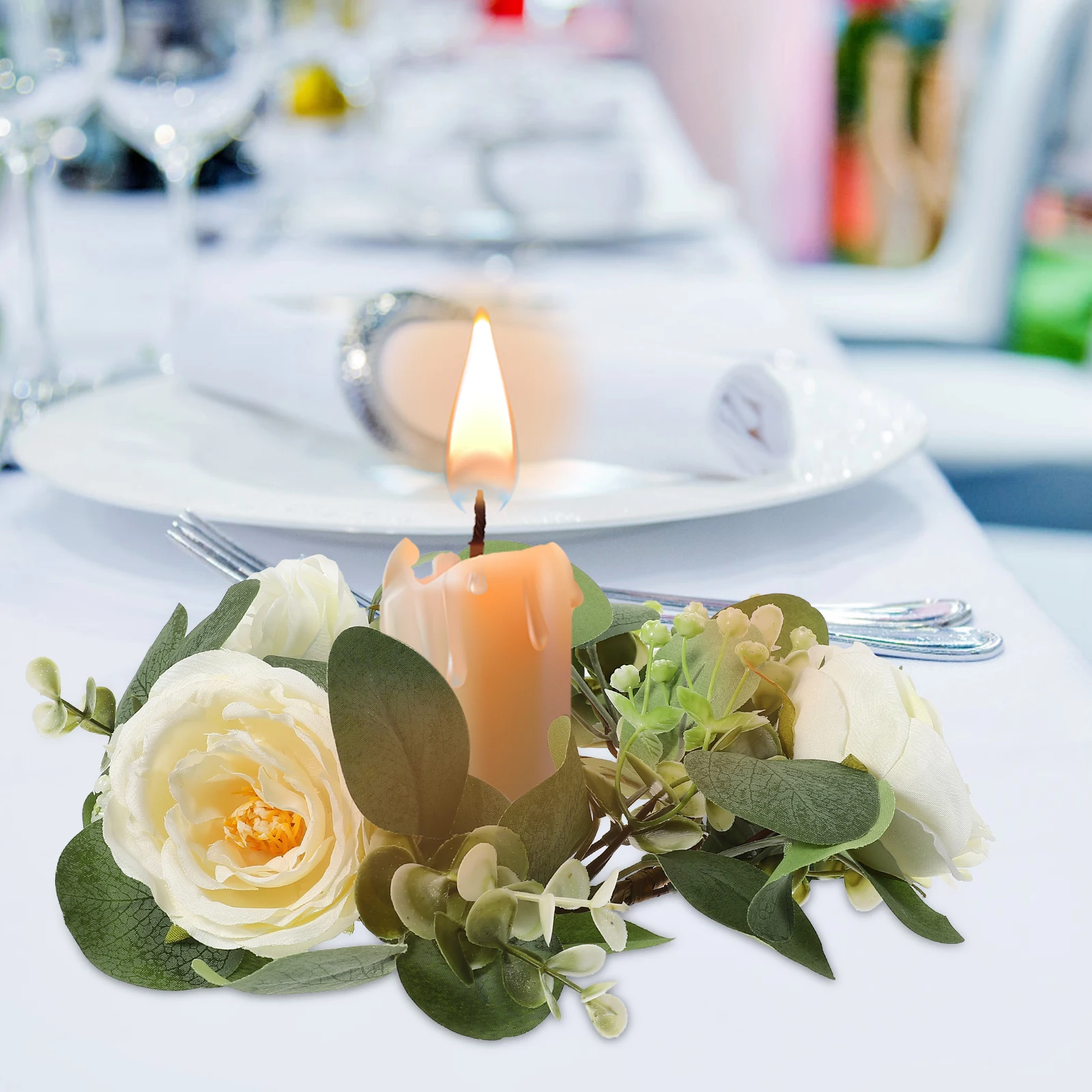 

1pcs Simulated Rose Holder Artificial Flower Christmas Table Decor Wedding Centerpiece Home Party Decoration Desktop