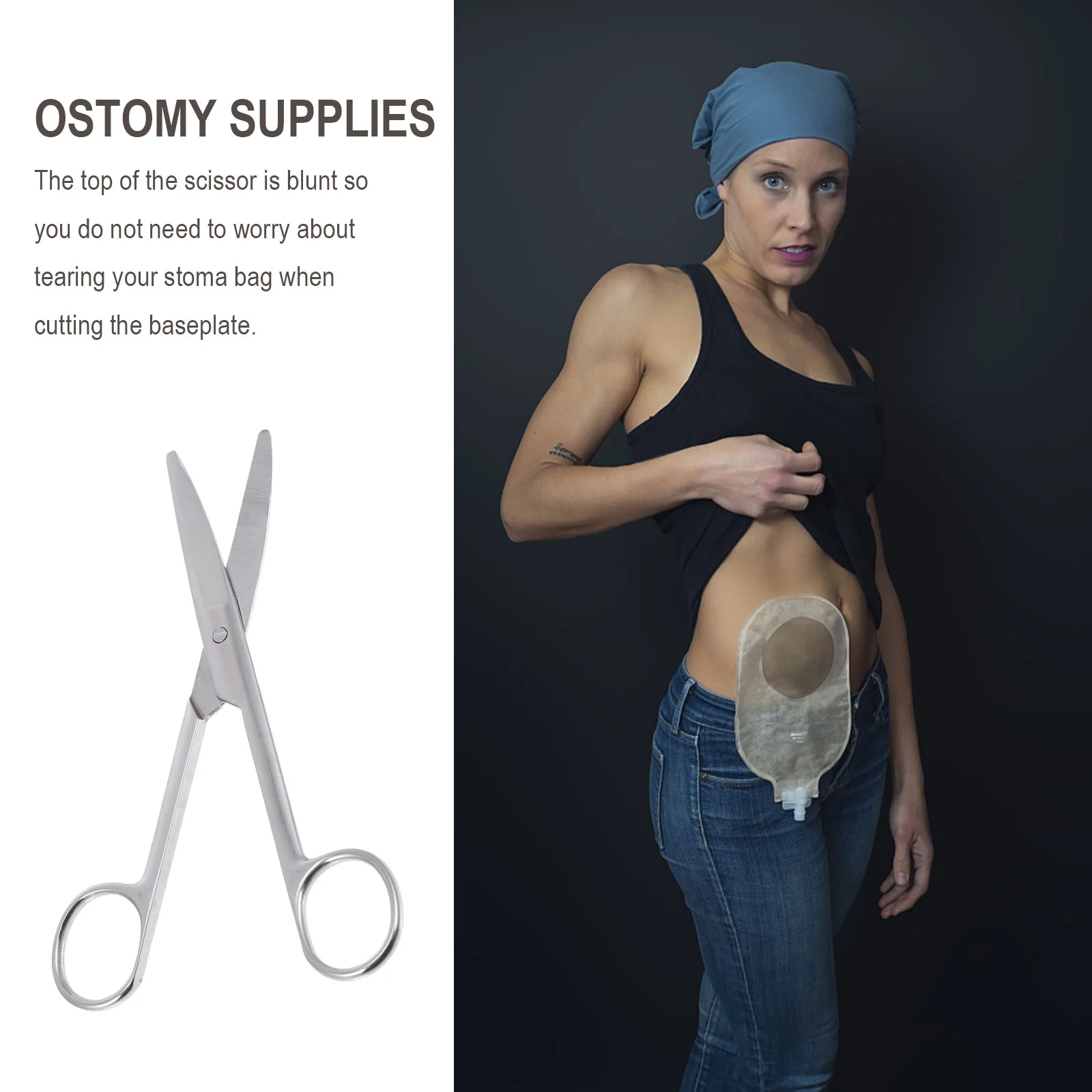 Round Stoma Scissors Practical Ostomy Supplies for Cutting Bag Hair Stainless Steel Metal Convenient