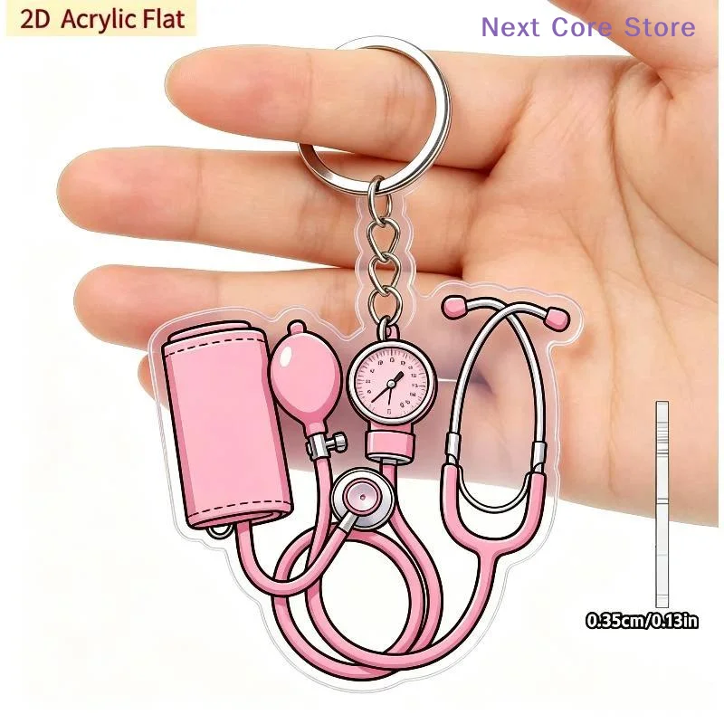 [NC]Pink Acrylic Keychain Stethoscope And Sphygmomanometer Acrylic Keychain Cute Gift For Nurses Decor[NC]
