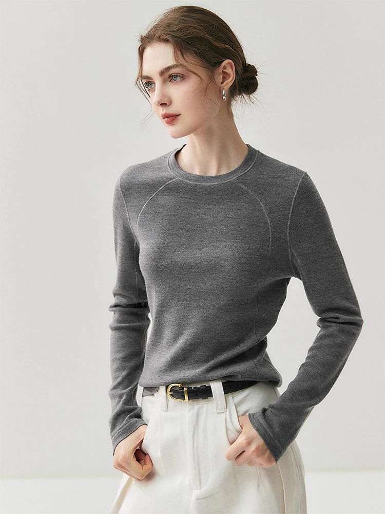 

Outdoor light sports ~ stretch seam craft round neck tight sweater knitted undershirt female autumn and winter