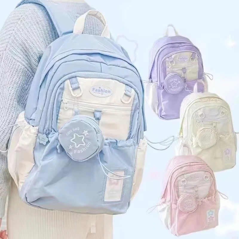 SF Cream Style Backpack for Students with High Appearance Simple and Cute Design Large Capacity Backpack Lightweight and Painful