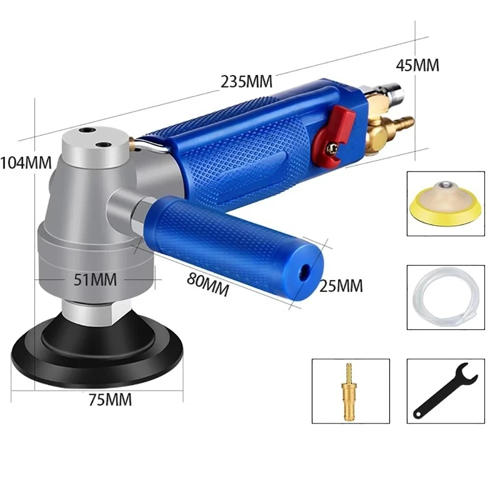 3/4 Inch Jade Marble Polisher – Handheld Pneumatic Water Mill (Water Injection, 4300RPM)