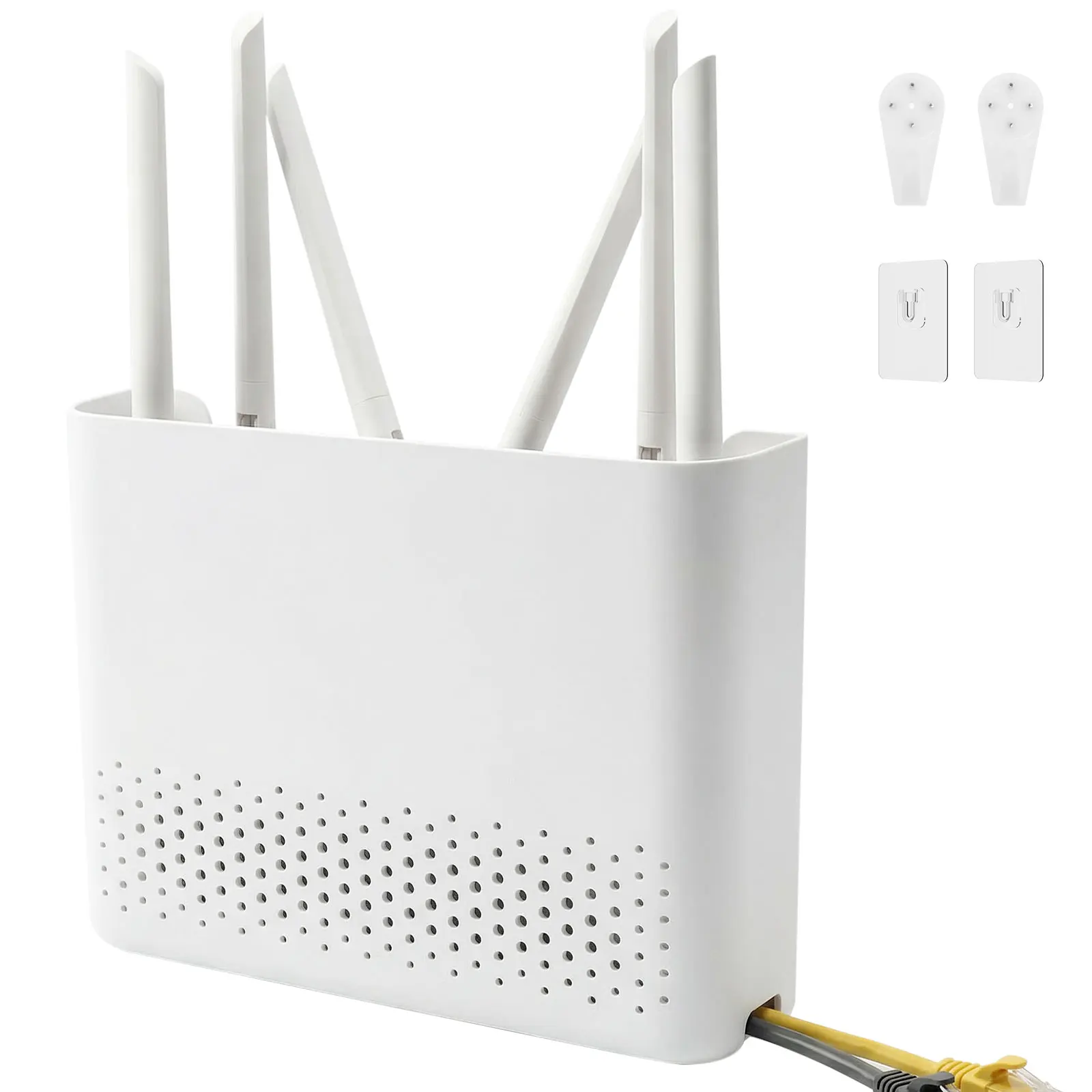 Aufbewahrungsbox für WLAN-Router, Wandmontage, WLAN-Router-Organizer mit Belüftungslöchern, Router-Aufbewahrungsregal für Schlafzimmer zur Organisation