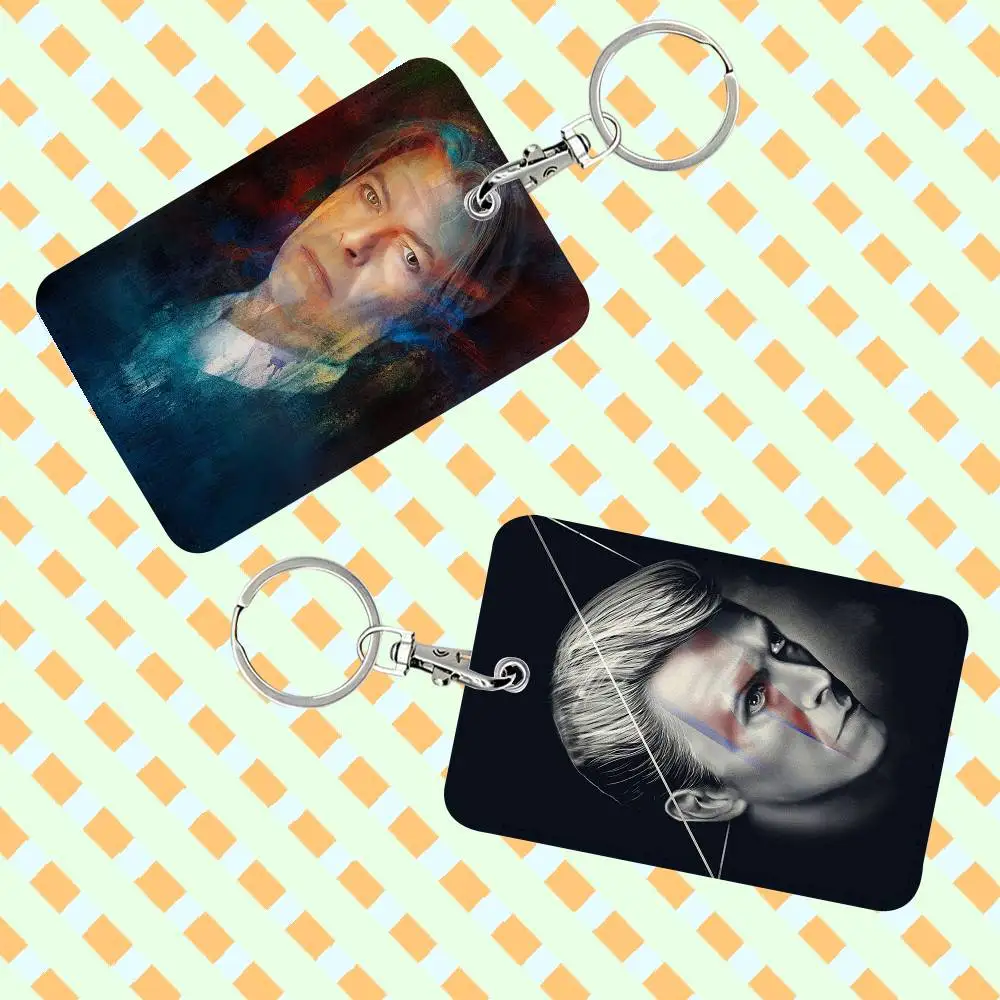 H-DAVID-BOWIE 1 Card Holder, Leather Card Storage Box, Key Chain, Access Tag Holder, ID Card Holder, Key Chain