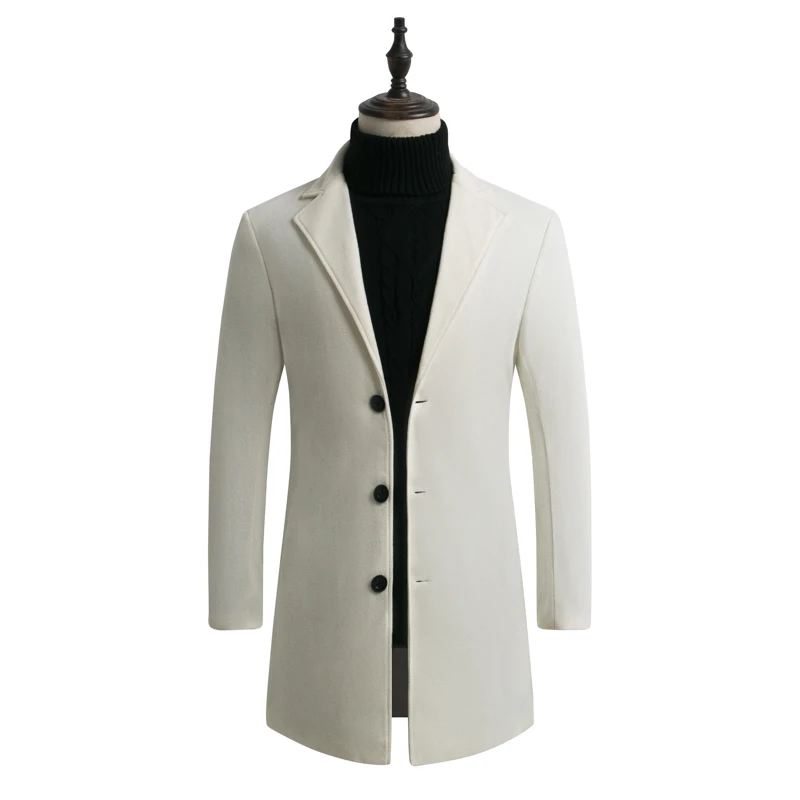 Cappotto lungo in lana di cotone da uomo 2023 autunno nuovo cappotto a vento Business Fashion Slim Fit classico cappotto di lana tinta unita