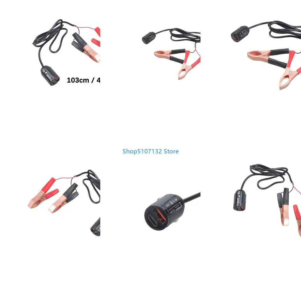 87HD Outdoor Emergency Charging Cable With Type C and USB Port 12V Battery To 5V Fast Charging Adapter For Travel Camping