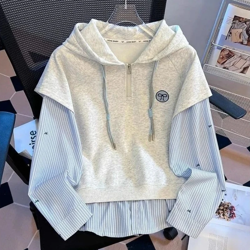 Women's Autumn Hoodie 2026 Korean Style Loose Casual Long Sleeve Pullover Trendy Streetwear Top
