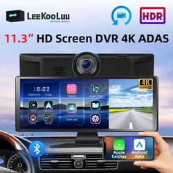 LeeKooLuu 11.3” Screen Portable Smart Car Multimedia Player Wireless Carplay Android Auto 4K Foward DVR Cam Support Rear Camera