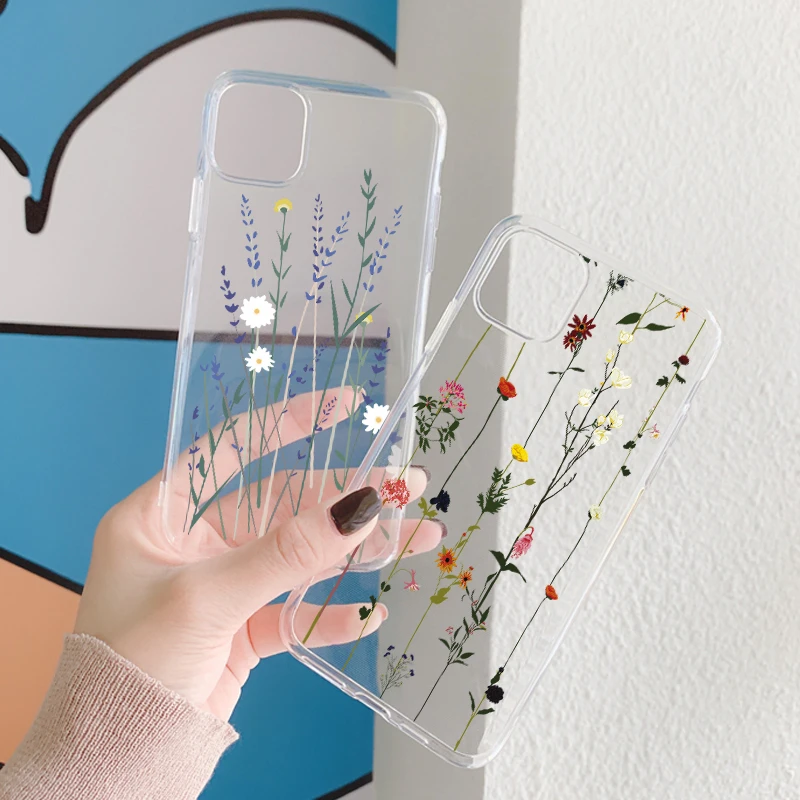 Transparent Small Chrysanthemum Flower Case For Redmi 12 9AT Note 14 13 Pro 10 12S 10T 11 5G Poco M6 Pro Protective Clear Cover