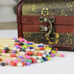 Antique Design Treasure Chest Safe Long Match Handle Fragrant Candle Lengthened With Colored Matches