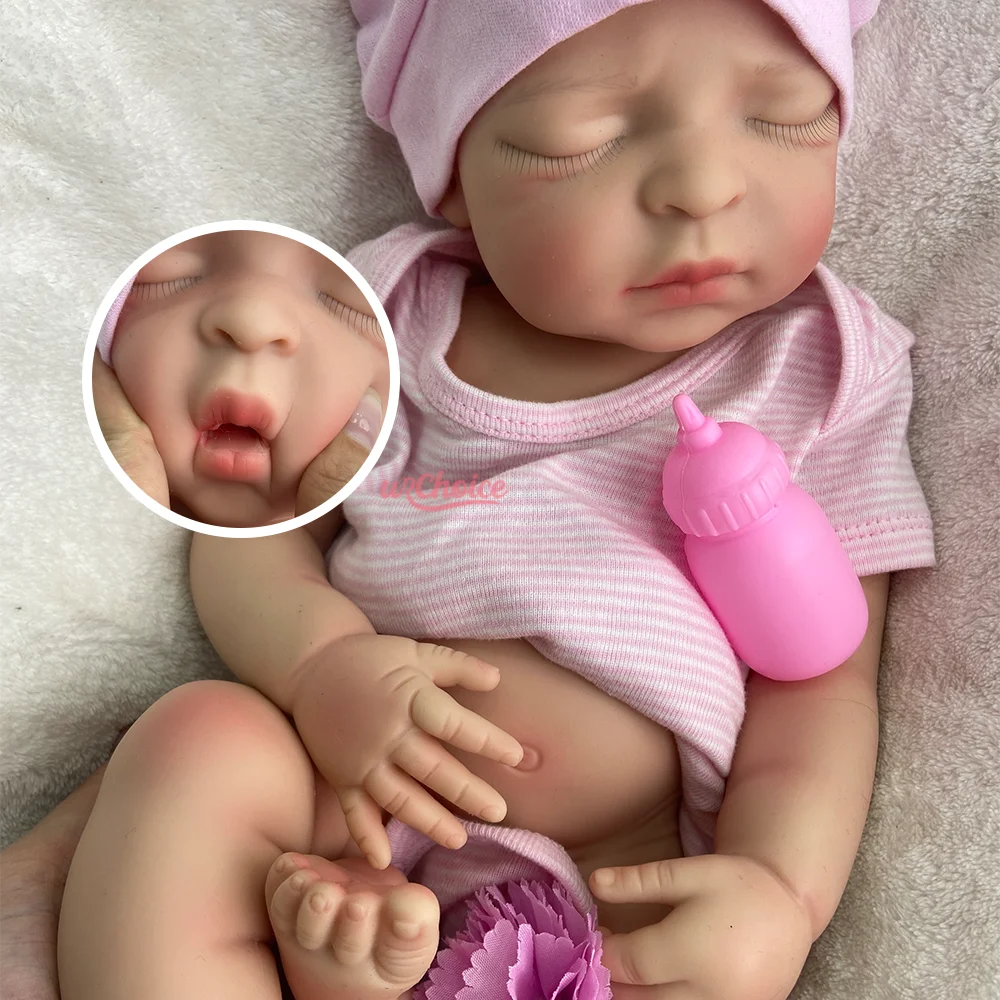 

18 "Спящая силиконовая кукла реборн ручной работы с открытым ртом, реборн для новорожденных девочек, очаровательный подарок для любителей кукол и коллекционеров