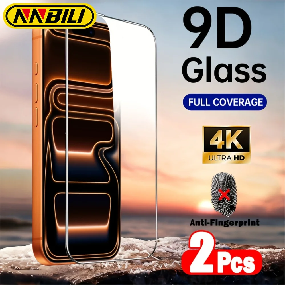 NNBILI 2er-Pack 9D Vollflächige Displayschutzfolien aus gehärtetem Glas – für iPhone 17 16 15 14 13 12 11 Pro Max 17e – Hochauflösend und klar