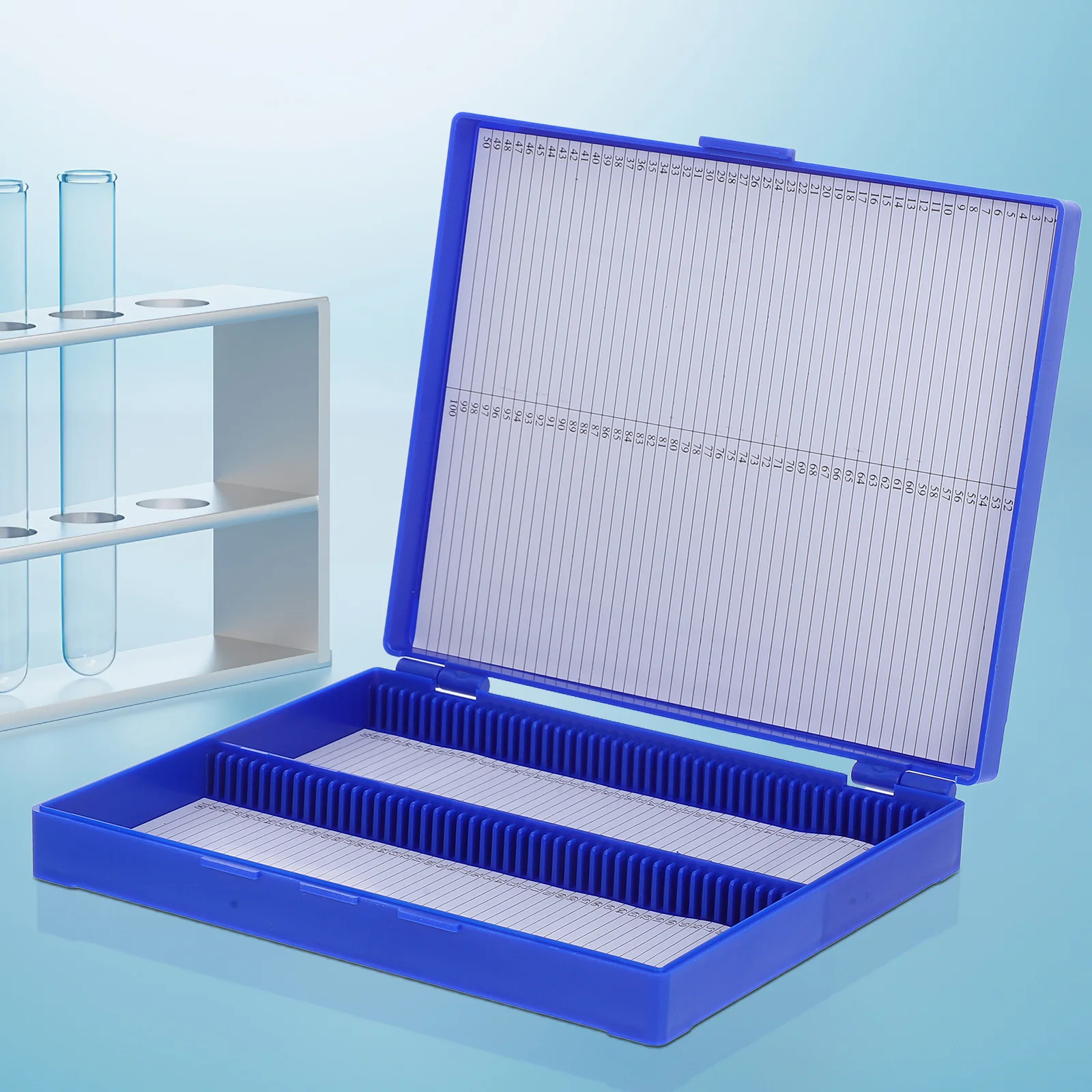 100 مكان من البلاستيك لعلم الأمراض، فتحات مرقمة متعددة الفتحات، منظم منزلق مختبر للإغلاق الآمن