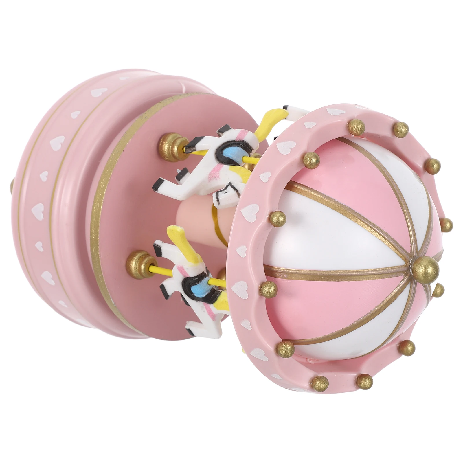 

Pink Rotating Music Box Carousel Wind-Up Horse Design Festive Christmas Birthday Present Decor