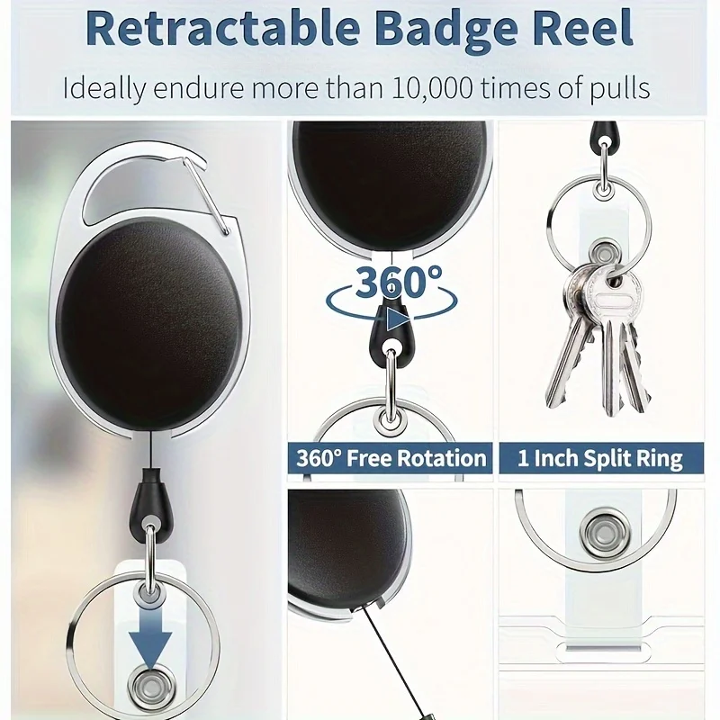 Black Retractable Badge Reel with Name Card Badge Holder Medical Badge Reel for Nurse Hospital Supplies Badge Reel Lanyard Gift