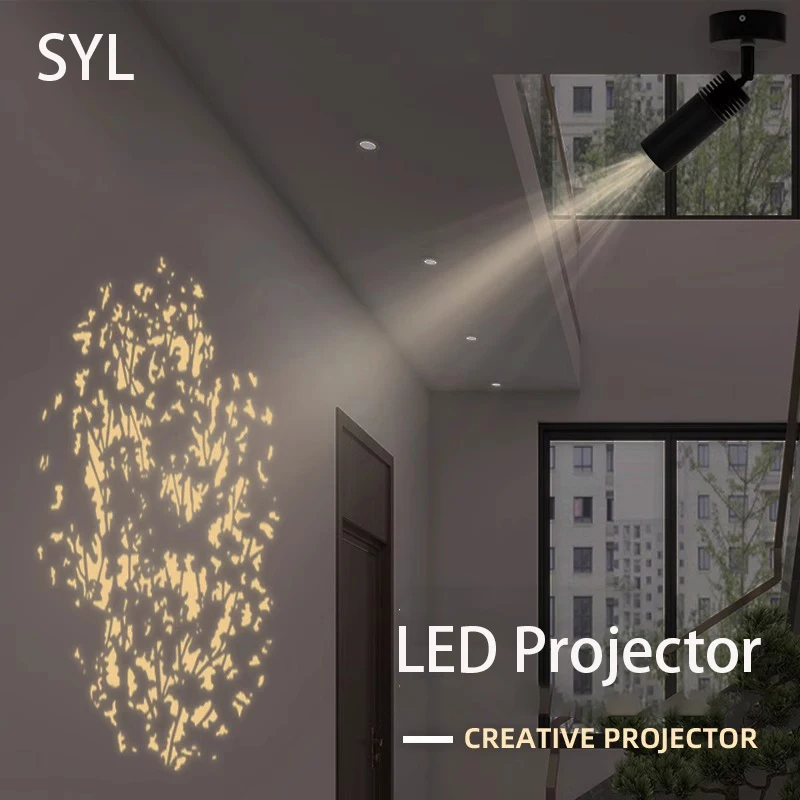 LED Spotlights Bamboo Leaf Tree Shadow Projector Lamp Entrance Wall Light Background Artistic Atmospher Decoration Spot Lights