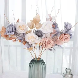 80CM Long Artificial Silk Rose Flowers Retro Roses Fake Flowers for DIY Wedding Craft Bouquets Centerpiece Party Home Decoration