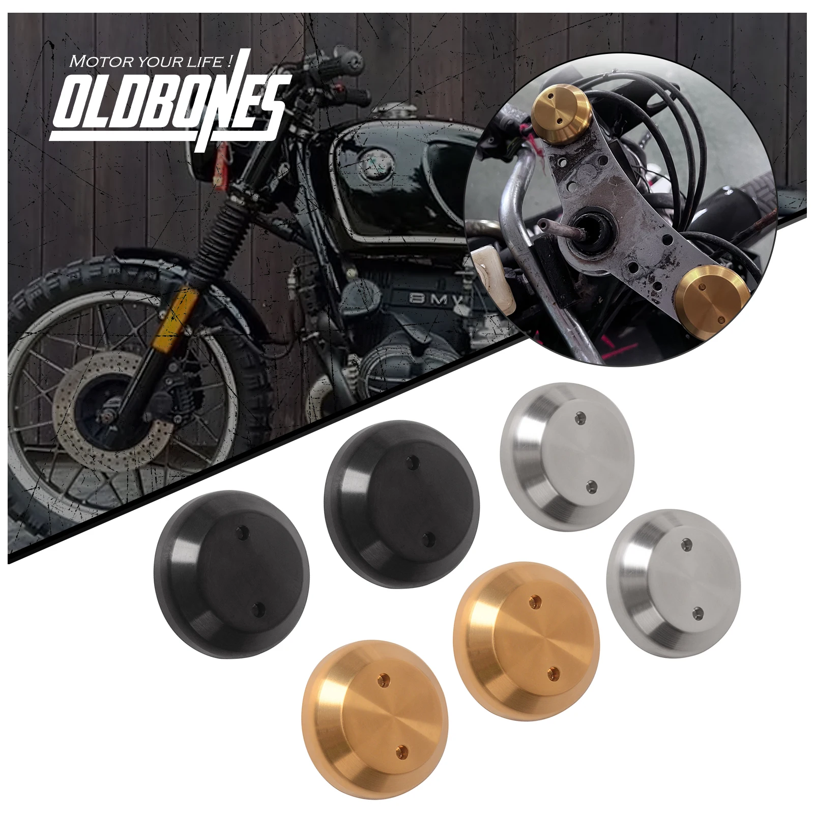3 Colors Titanium alloy Cafe Racer Front Fork Cap Blanking Plug 2 PCS For BMW R Series R80 R60 R90 R100