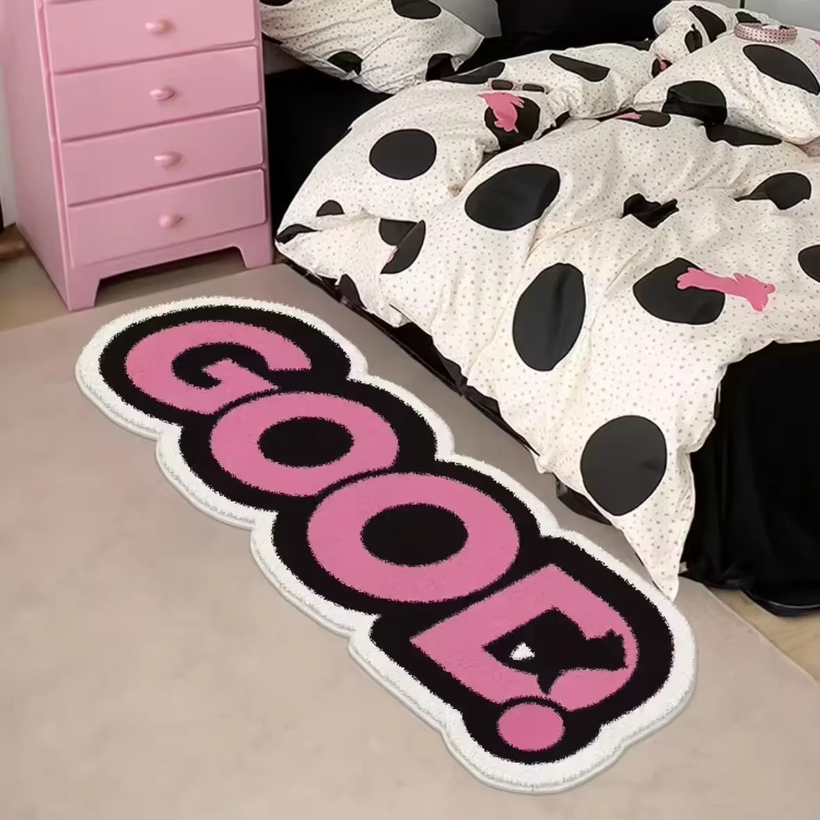 VIKAMA Niedlicher Buchstaben-Teppich, Myworld, Badezimmer-Matte, Teppich für Schlafzimmer, Nachttisch-Teppich, saugfähige weiche Matte, Heimdekoration