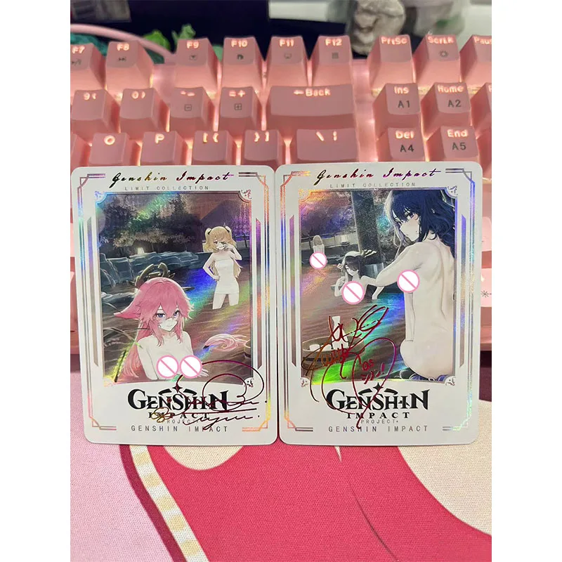 Anime Goddess Story DIY ACG Tabletop Game Laser Cards Yelan Yae Miko Fischl Jean Toys for boys Collectible Card Birthday Present