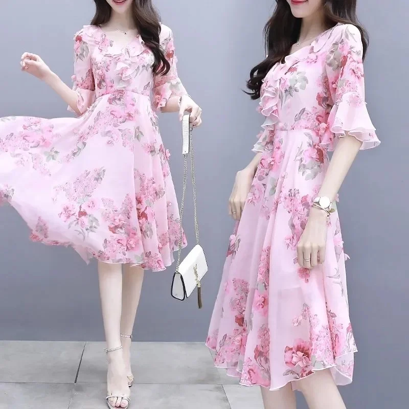 

Женское платье, новинка лета 2025, свободное и универсальное, свободное и утягивающее платье, платье с принтом для путешествий