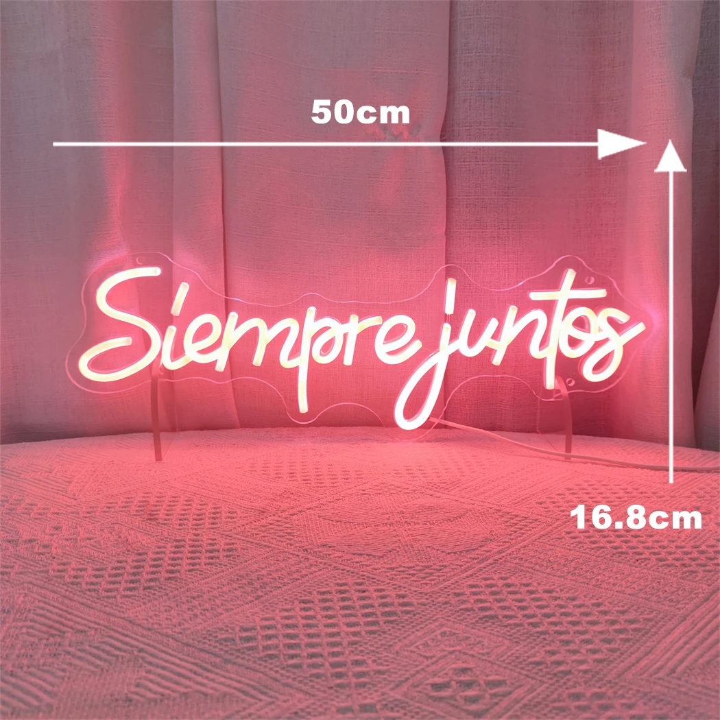 Siempre Juntos النيون الاسباني LED ضوء النيون دائما معًا لحفل زفاف خطوبة ديكور جدران المنزل السنة الجديدة الديكور