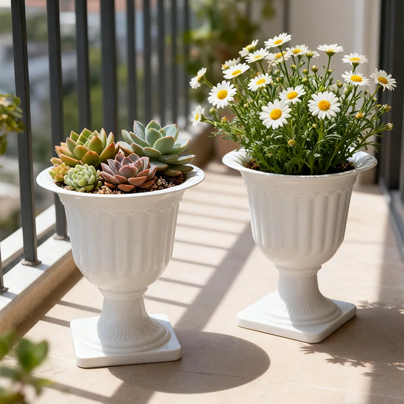 Round Planting Plastic Roman Small Flower Pot Nordic Desktop High Value Mini Simple