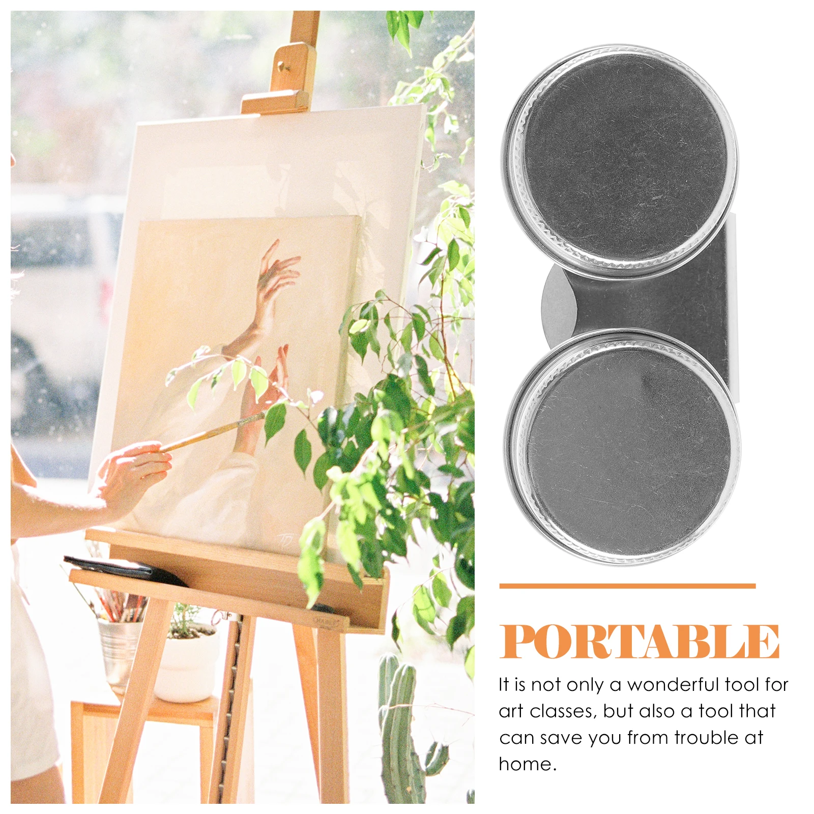 

Double Stainless Steel Container Brush Cleaning Holder Lid Portable Palette For Artists Painting Supplies Water Paint