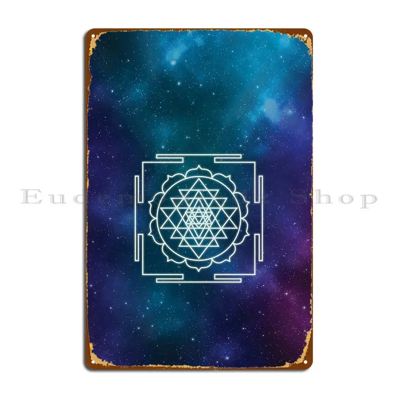 Sri Yantra Sacred Geometry Nebula Metal Plaque Poster Printing Club Wall Plaque Design Garage Tin Sign Poster