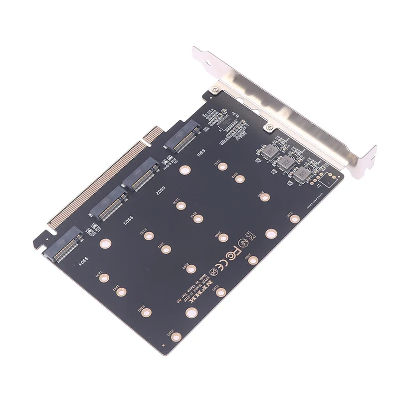 

PCIe X16 4.0 5.0 to M.2 NVMe SSD 4Port Convert Card Computer Mainboard Expansion Adapter with 4 Instruction Light for Computer