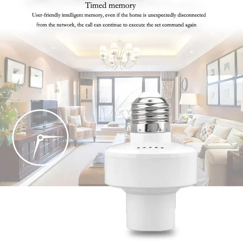 WiFi Tuya Smart Light Bulb Adapter Lamp Holder Base E27 E26 Smart Life App Wireless Voice Control Work With Alexa Google Home