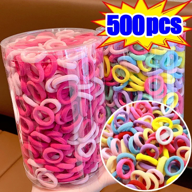 100-500pcs Colorful Elastic Nylon Hair Bands for Women Nylon Scrunchie TiesRubber Band Elastic Hair Band Girl Hair Accessories