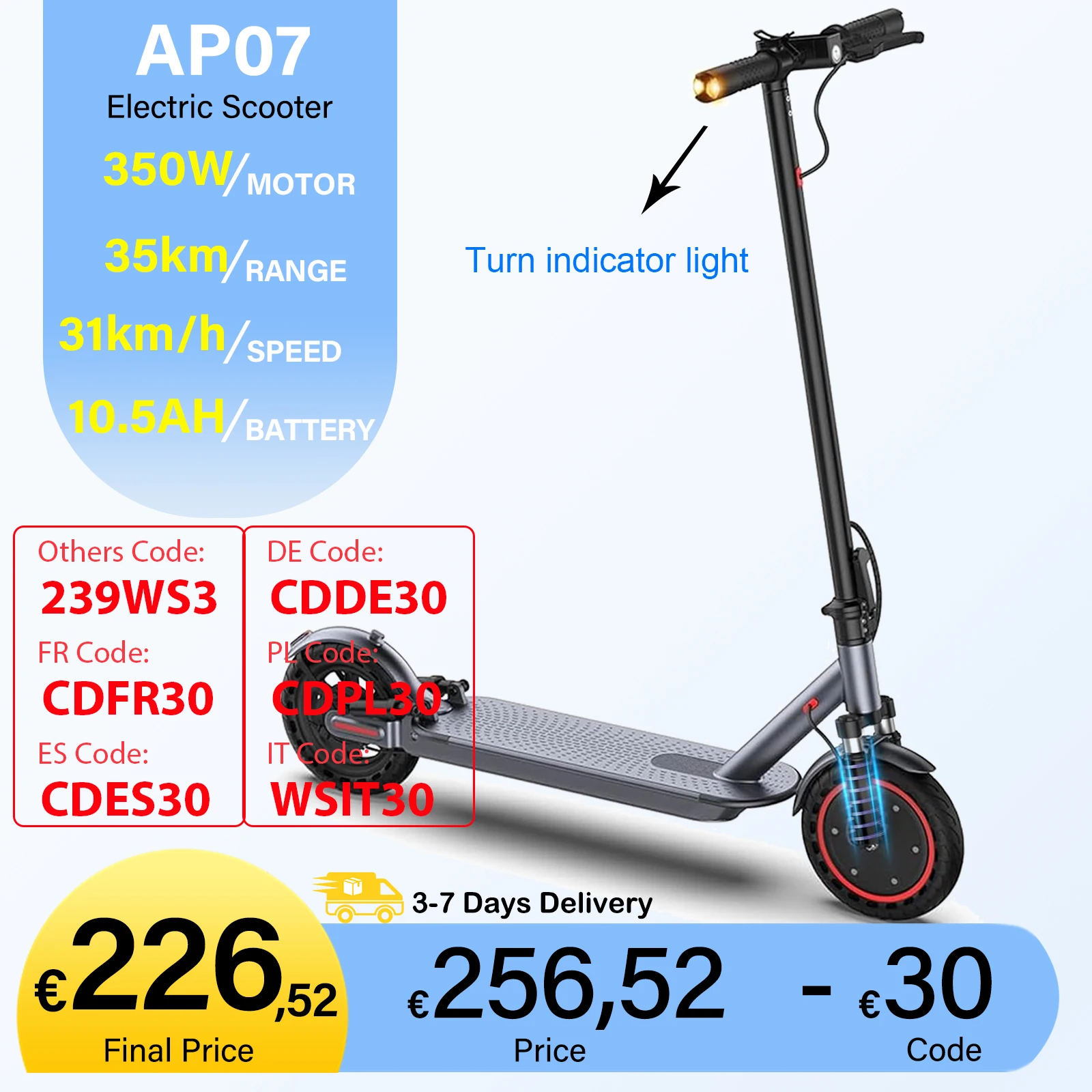 NEW JUICEASE AP07 Electric Scooter 35KM Range 10.5AH Battery E-scooter Adult 500W Foldable Electric Kick Scooter 8.5inch Tire