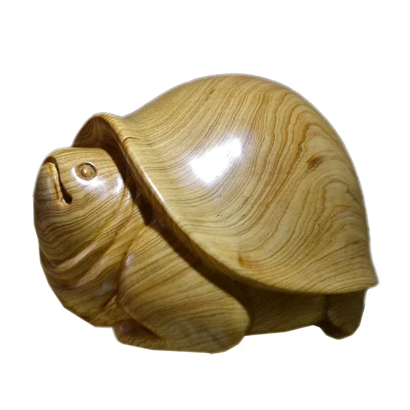 Ebony Shadowed Wood Golden Silk Nan Wooden Carving Turtle General Turtle Fu Shou Turtle Hand Handle Small Decorative Piece