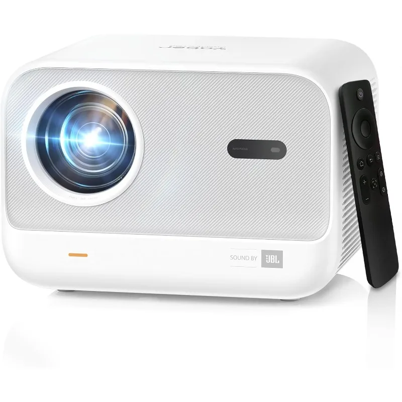 [Seamless Autofocus] Portable Outdoor Movie Projector, Home Theater Projector for iPhone/TV Stick//USB/Laptop/PS5-White